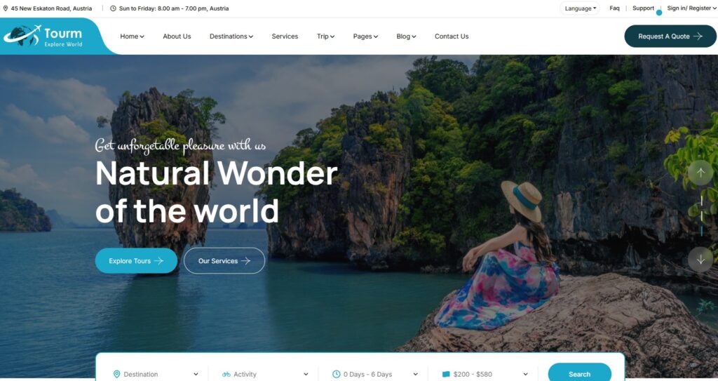 Tính năng nổi bật theme tourm