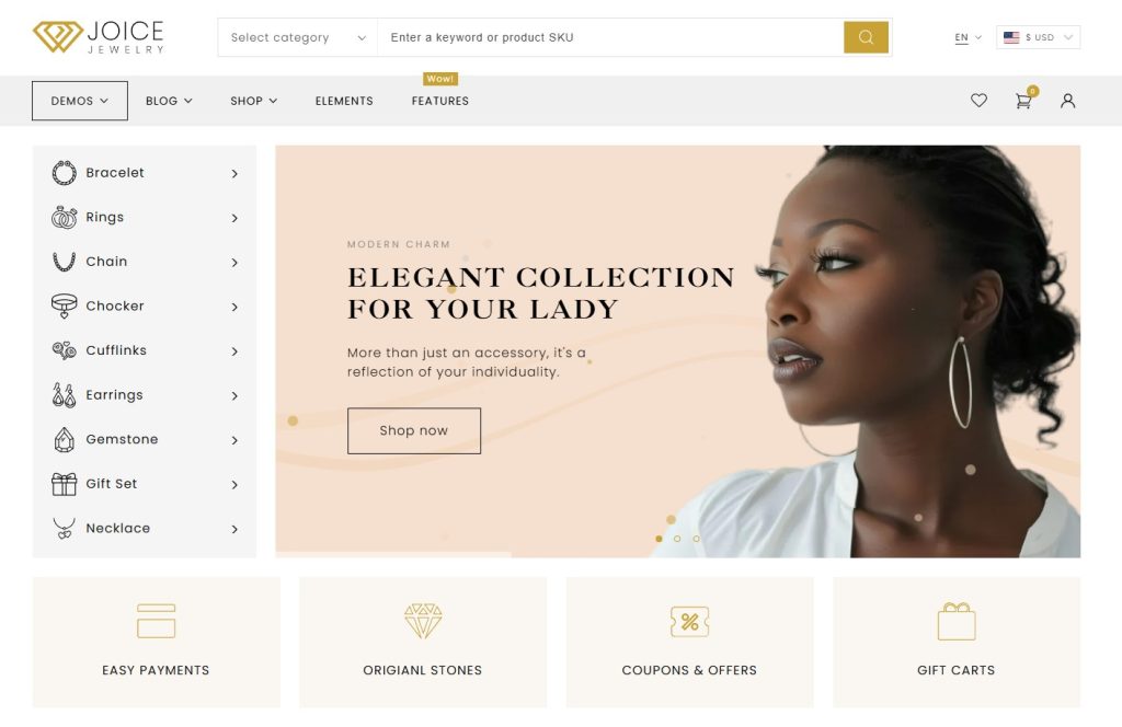 Bố cục giao diện trang sức