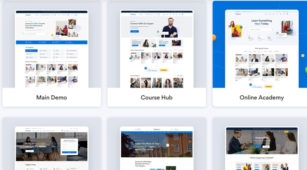 Các mẫu demo theme EduMall WordPress