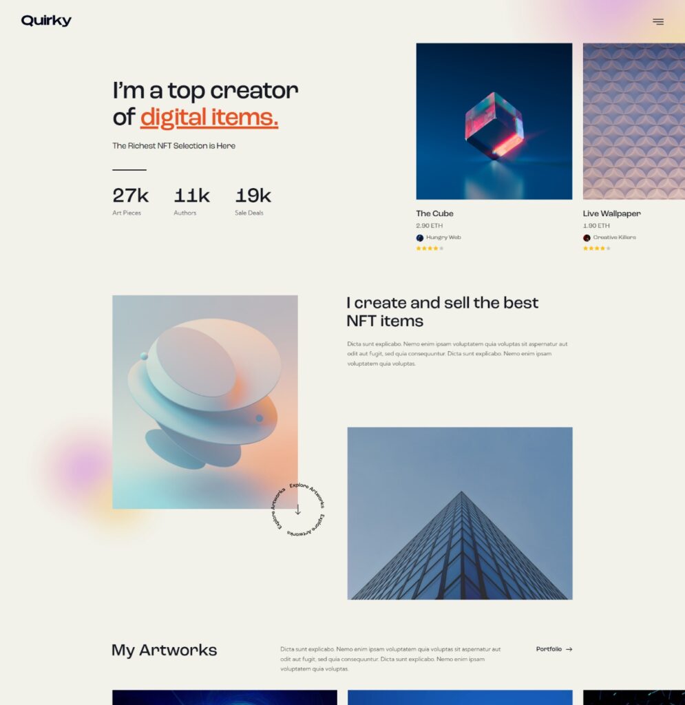 Các tính năng chính của Theme Quirky