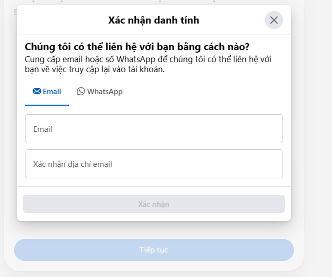 Nhập mail xác nhận