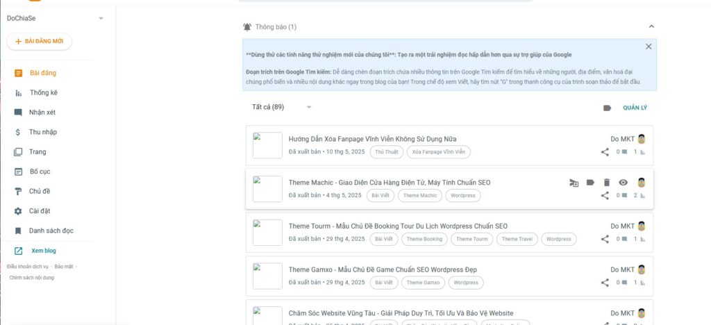 Tạo website miễn phí với Blogger